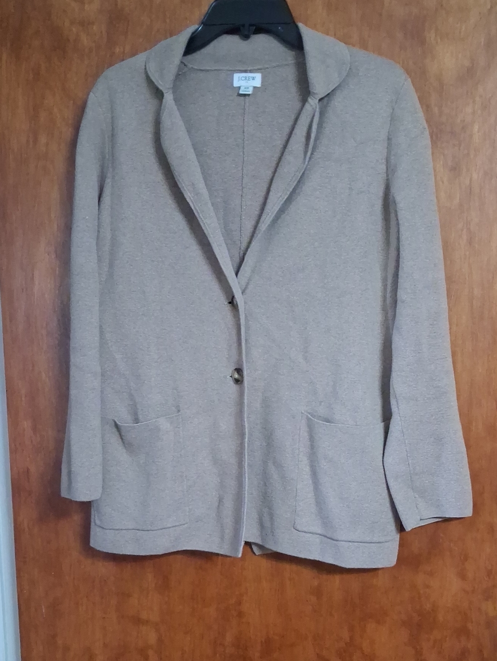 J. Crew Beige Knit Blazer with Patch Pockets
